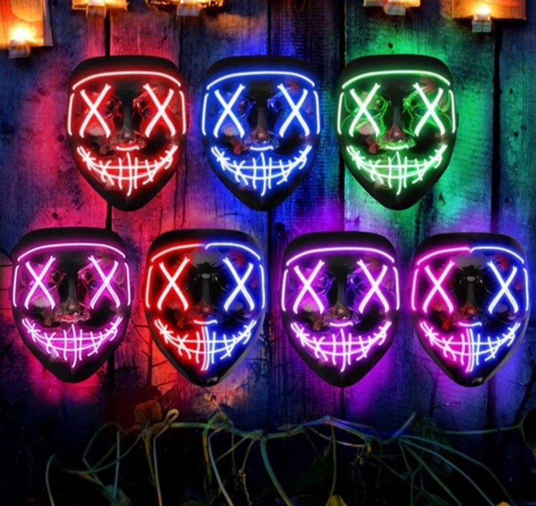 Maska LED świecąca na halloween horror party przebranie