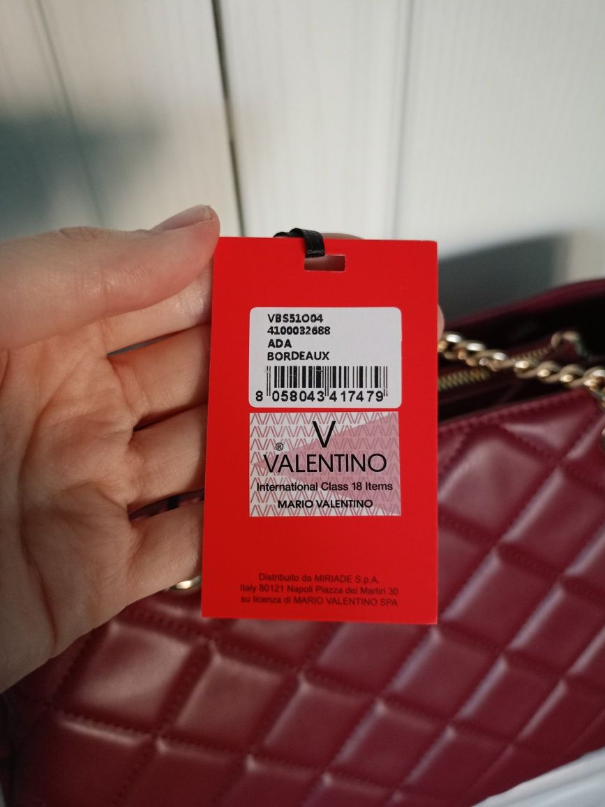 Valentino torebka torba bordowa shopper