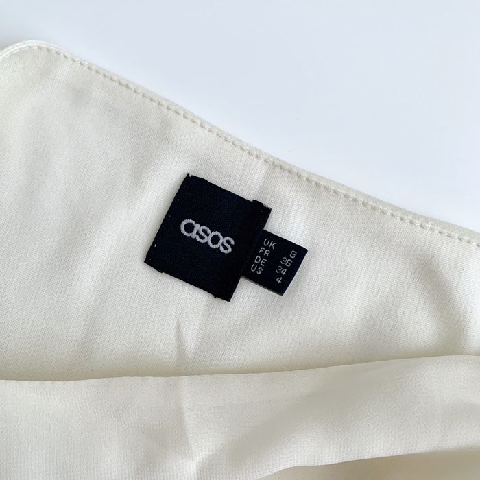 kremowa tiulowa sukienka mini Asos 36 / S szerokie ozdobne rękawy