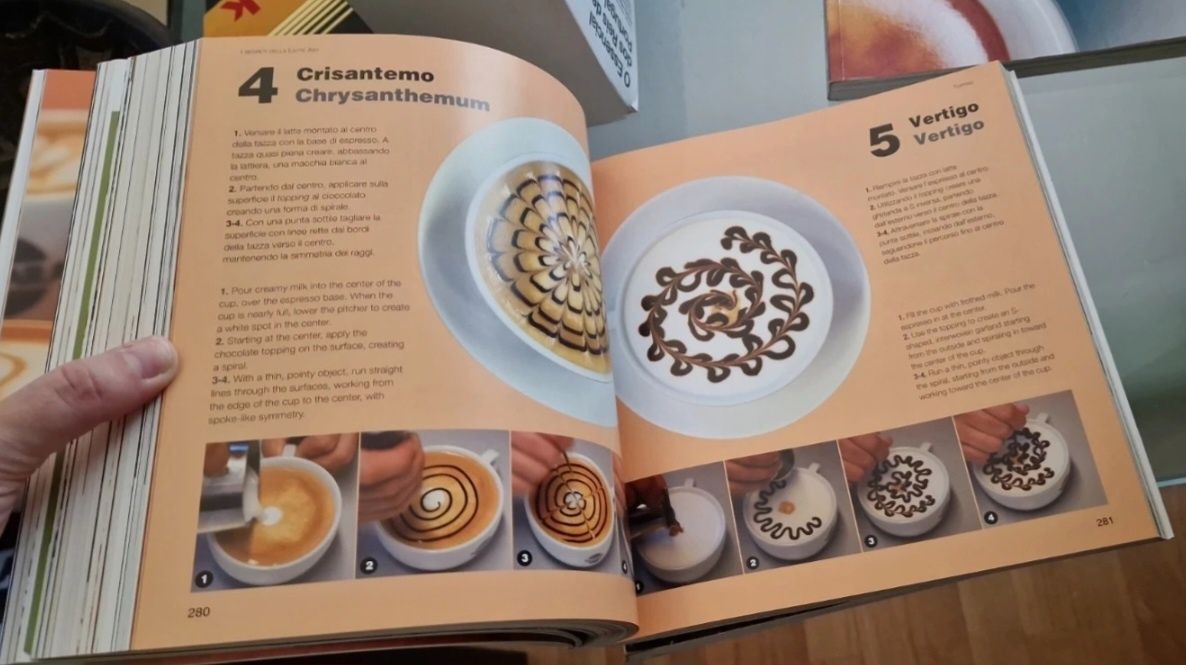 Livro bilingue IT-EN Italian Cappuccino Latte Art