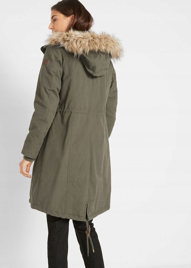 B.P.C parka khaki z kapturem z futerkiem damska 38.