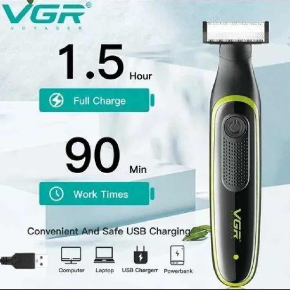 Триммер аккумуляторный для стрижки бороды с USB +3 насадки, VGR V-017