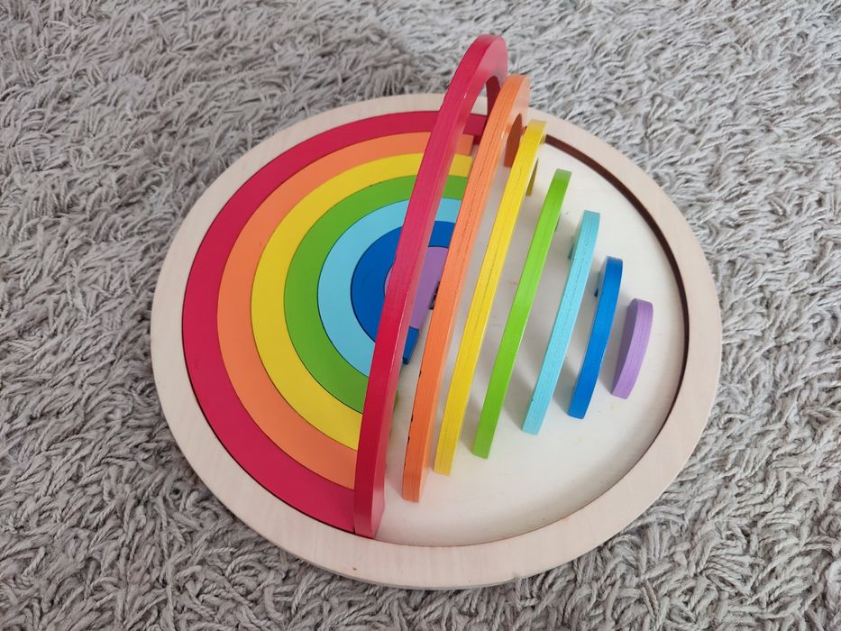 Arco-íris em Madeira - Brinquedo Montessori (15 peças)