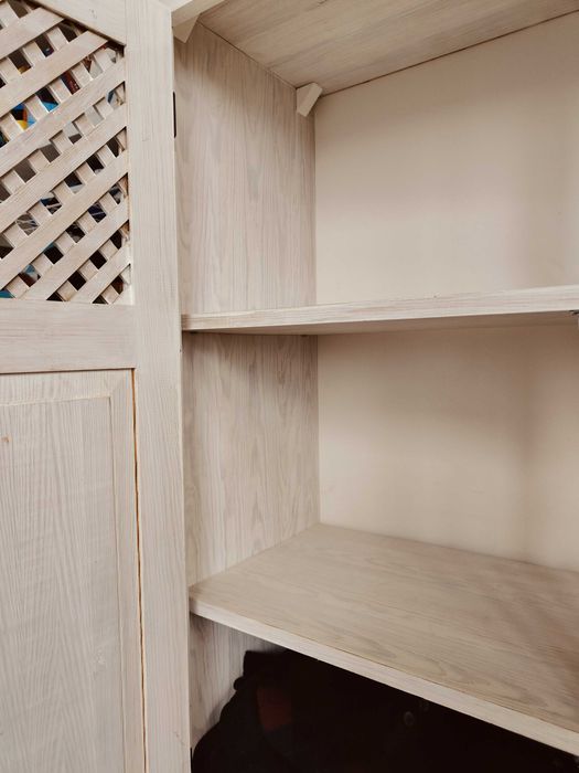 Szafa, szafka, regał, drewniana, biała, boho, scandi, ażurowa, komoda