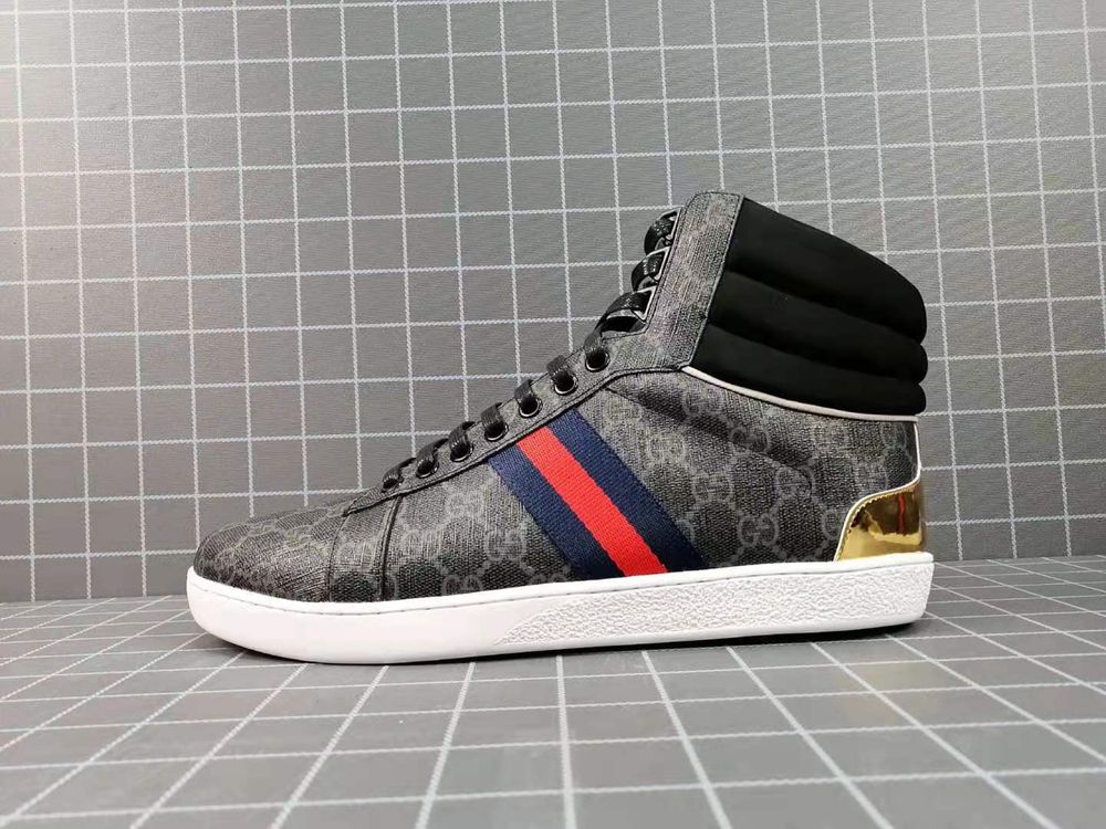 Trampki Wysokie Gucci Szare/Czarne GG Luksusowe