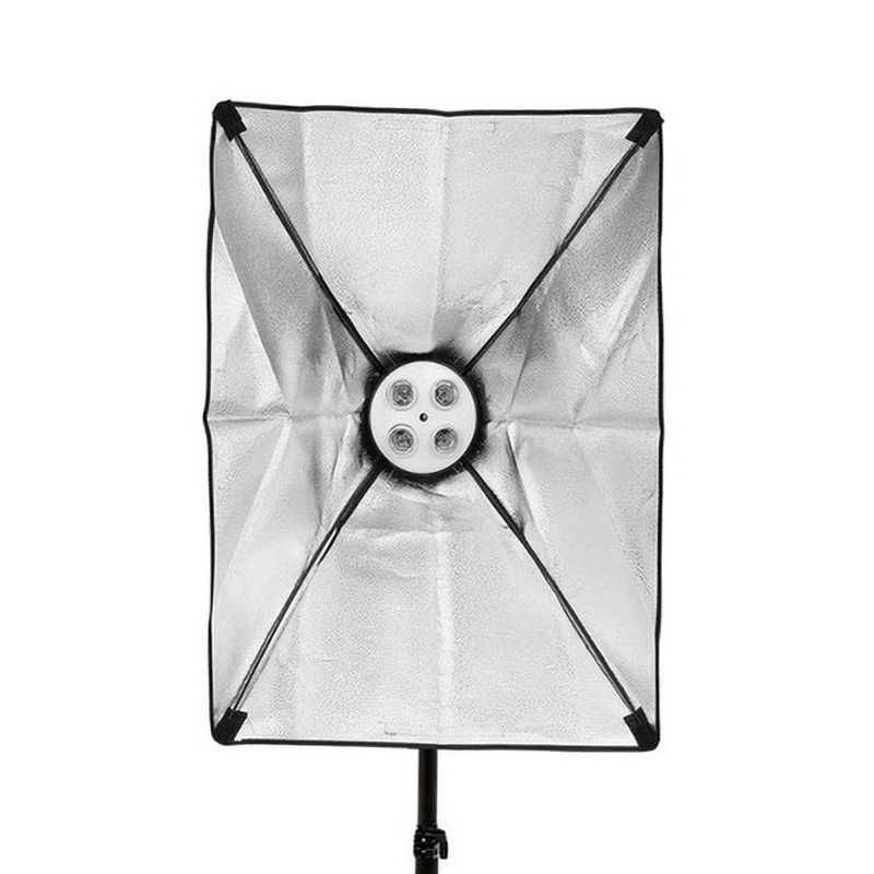 Casquilho para 4 lâmpadas com Softbox 50 x 70 cm