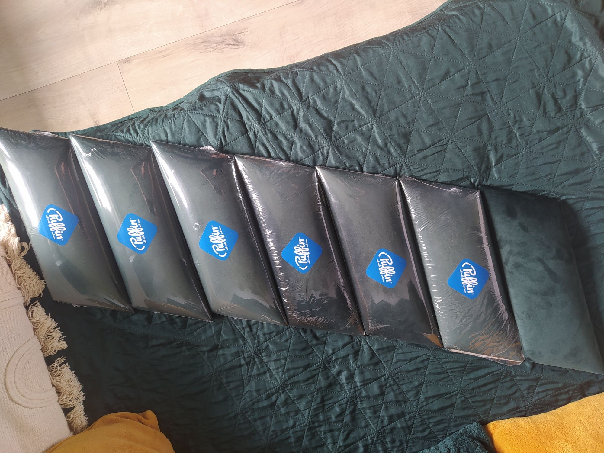 Panele tapicerowane 30x15 cm 7 sztuk ciemna zieleń