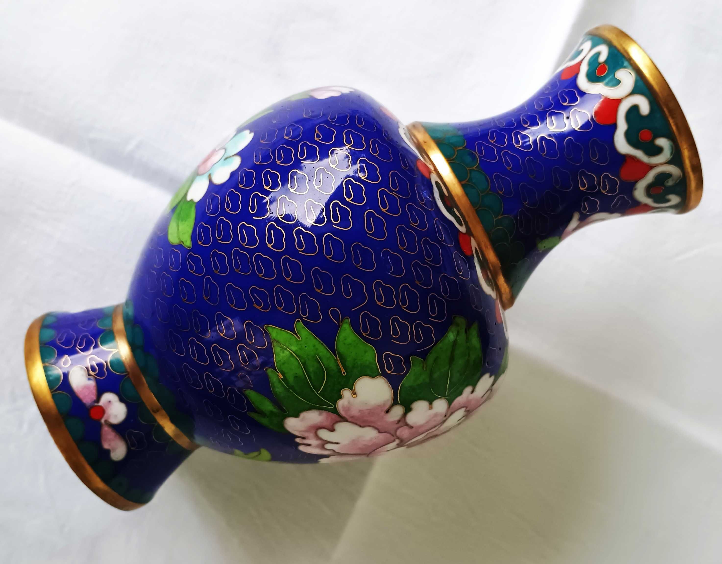 Wazon Cloisonne, emalia komórkowa