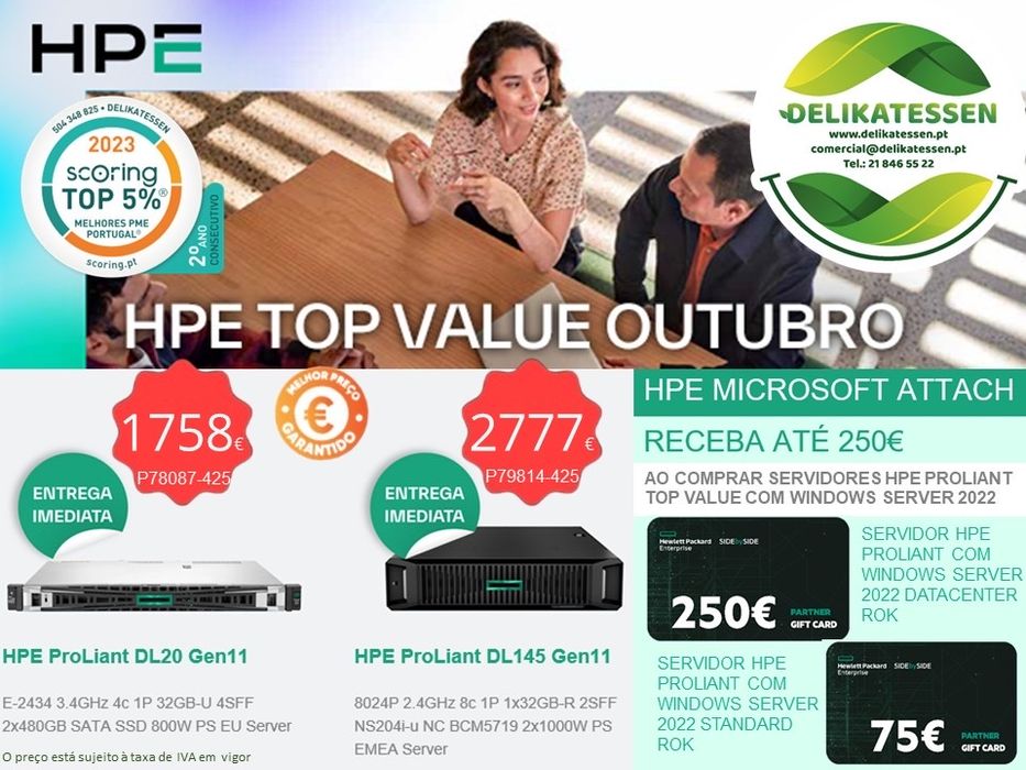 Servidores HPE. Ganhe até 250€ em delikatessen.pt
