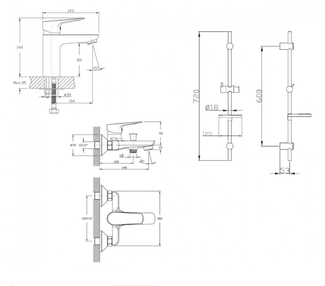 Imprese Kit 20080 kit 21081 Набір змішувачів для ванни Набор для ванны