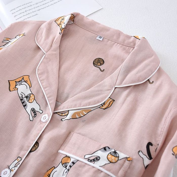 Piżama damska dwuczęściowa wzór kotki