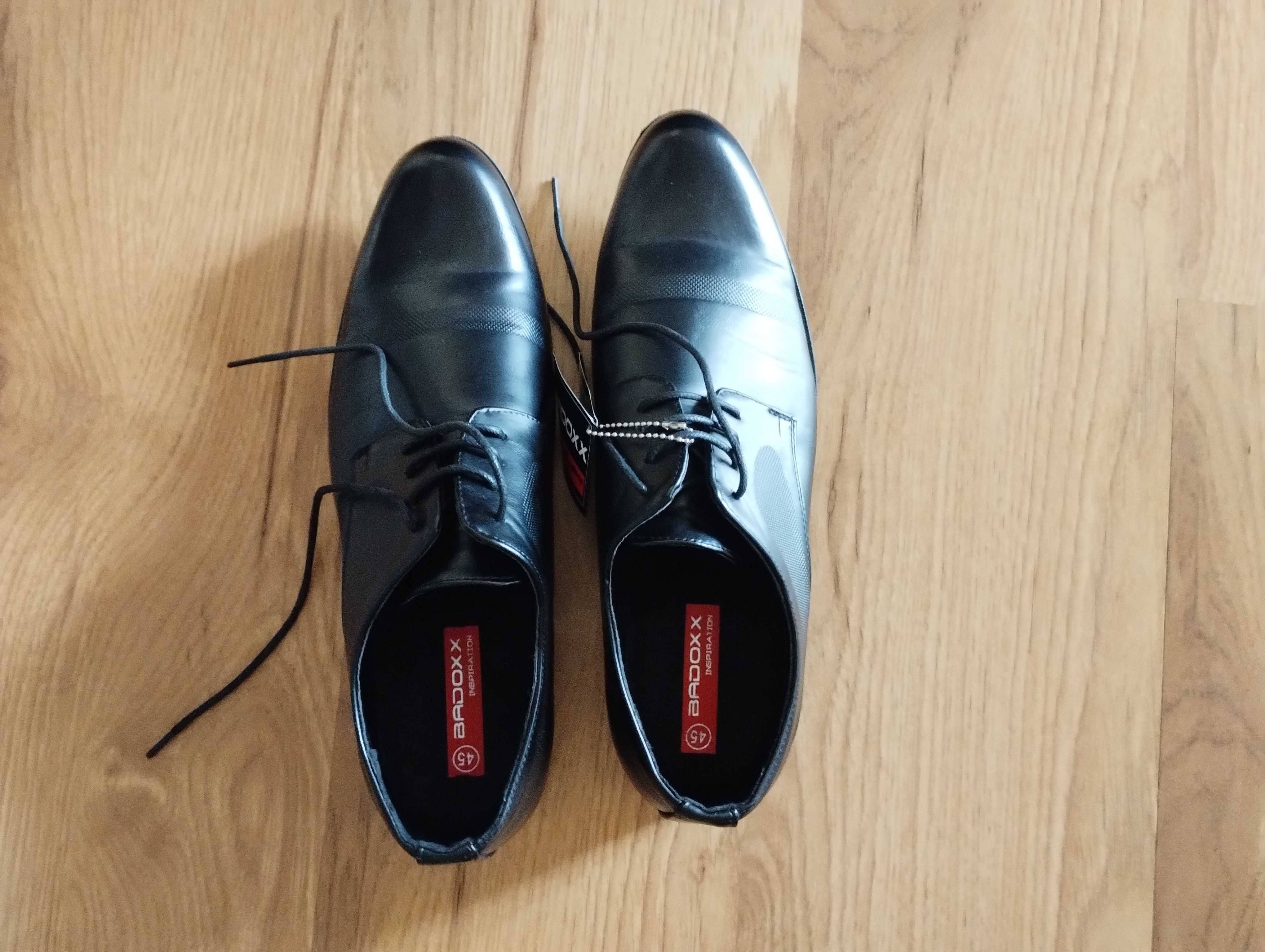 Buty wizytowe męskie elegancie wygodne półbuty rozmiar 45 czarny