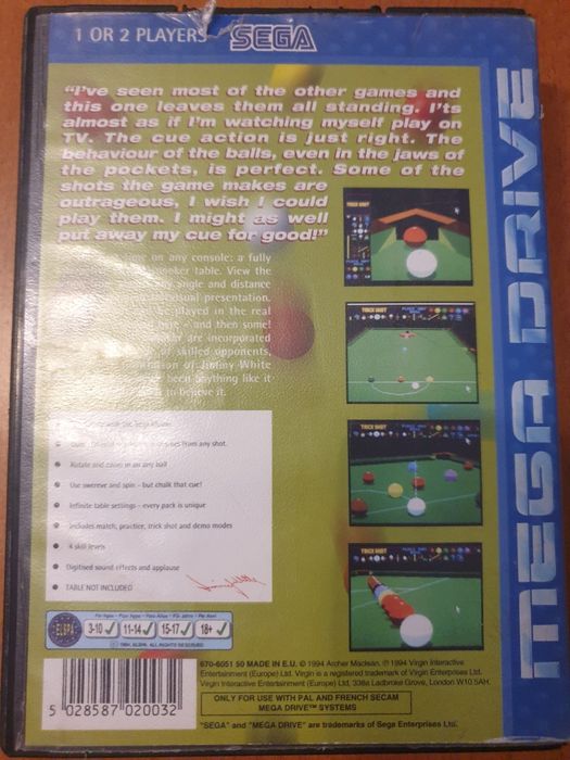 Jimmy White's Snooker Sega Mega Drive