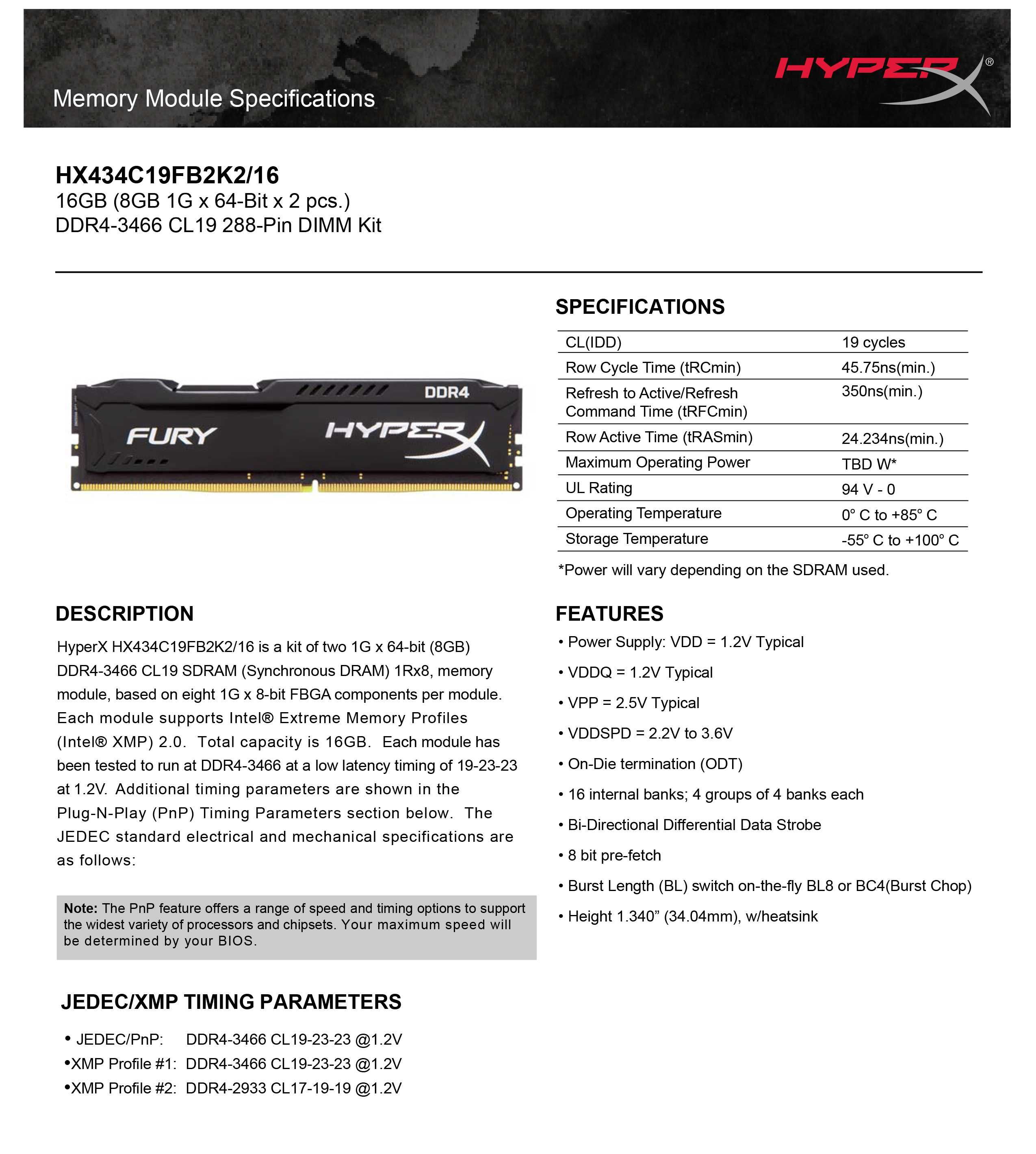 Продам пам'ять Kingston HyperX FURY Memory Black (2x8GB) - DDR4 3466MT