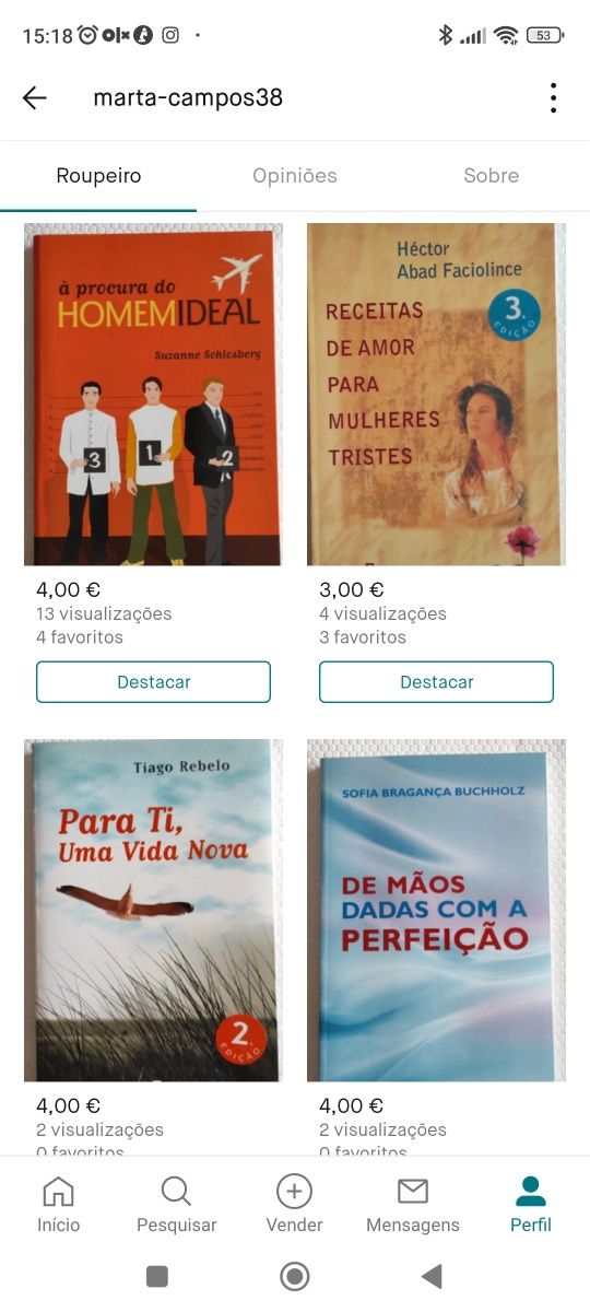 Livros/Romances em excelente estado