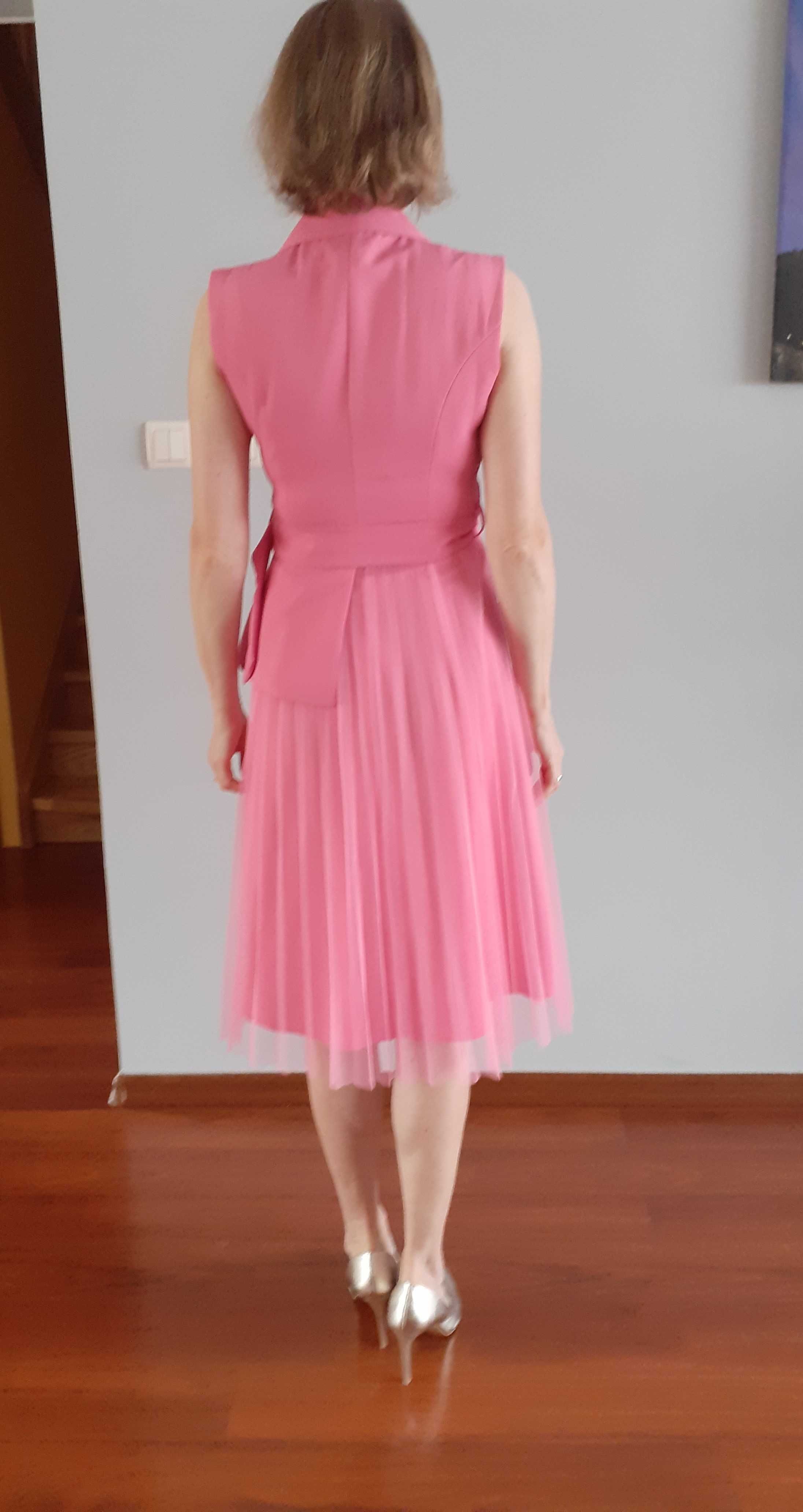 nowa sukienka wizytowa-36 Joymiss, różowa z tiulem, na ślub, komunię