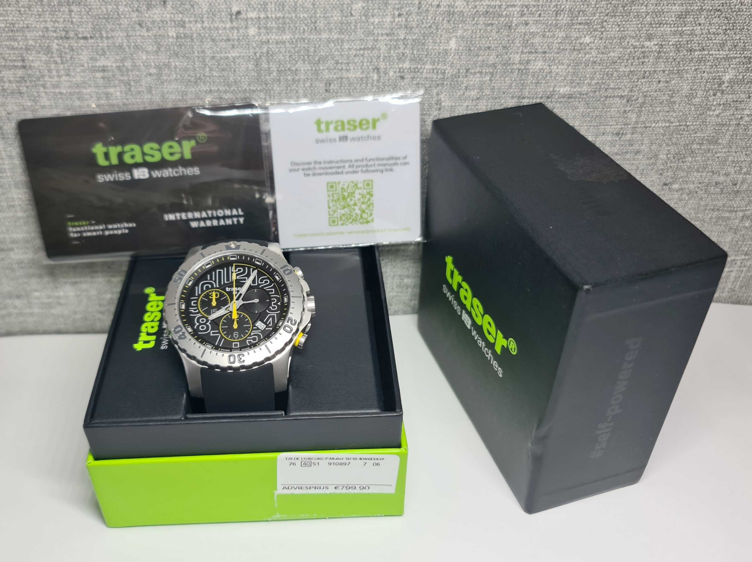 Чоловічий годинник Traser Chronograph Tritium Swiss Sapphire 200m нови