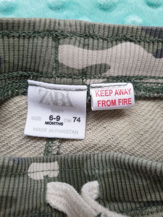 Zara spodnie 68 74 wojskowe khaki stan idealny
