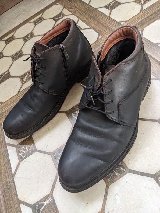 Ботинки кожаные утеплённые р.44-45