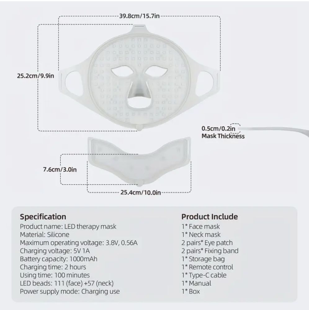 Mascara Facial Led com 7 cores