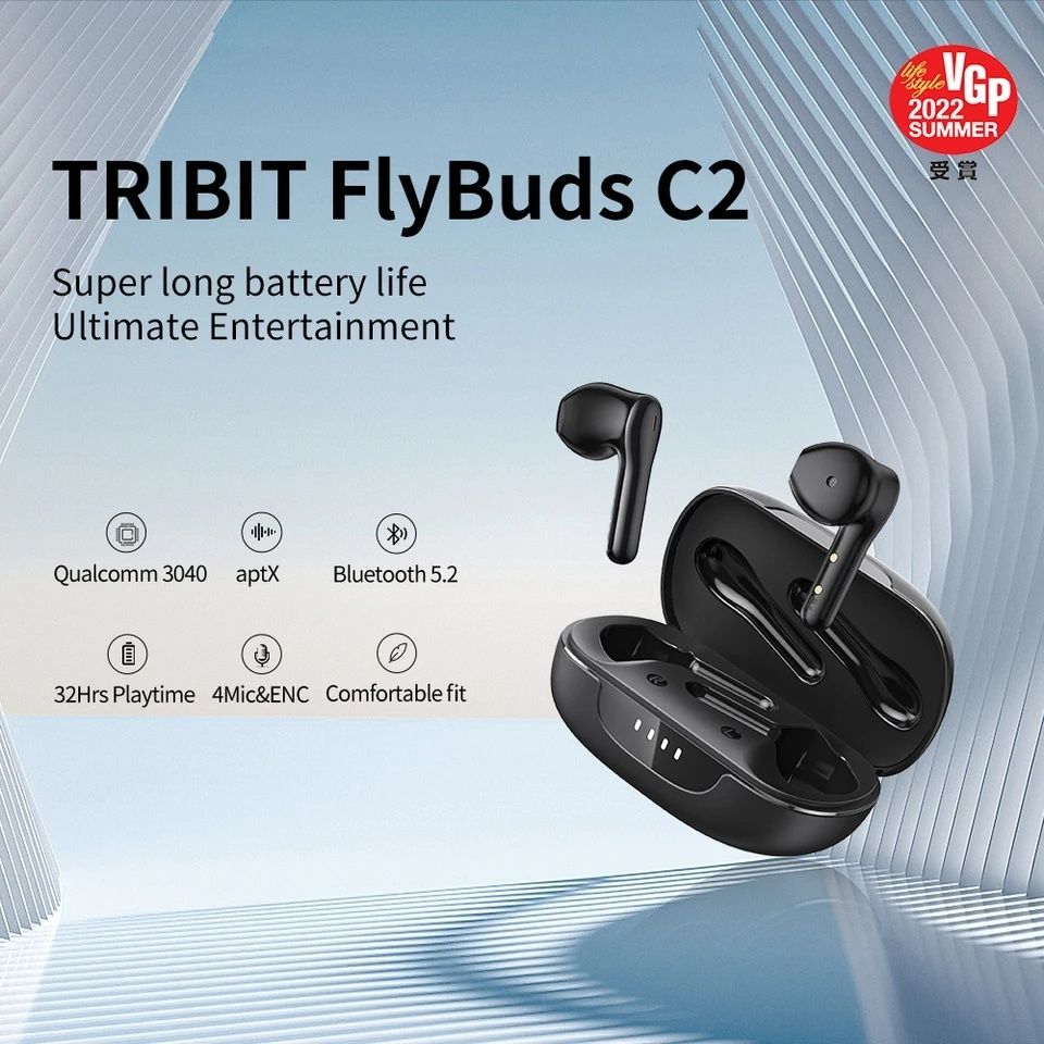 Безпровідні Bluetooth навушники Tribit FlyBuds C2 BTH96 Aptx, 4 mic