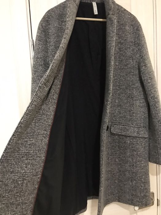Zara мужское двубортное пальто в клетку size L