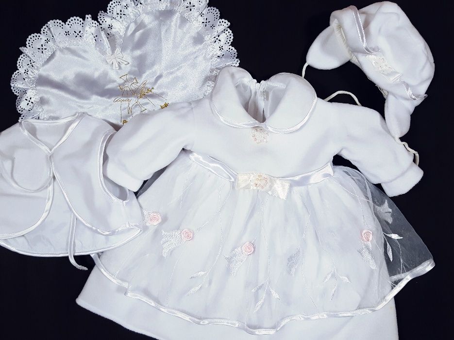 Sukienka ubranko do Chrztu r.68 + szatka gratis!