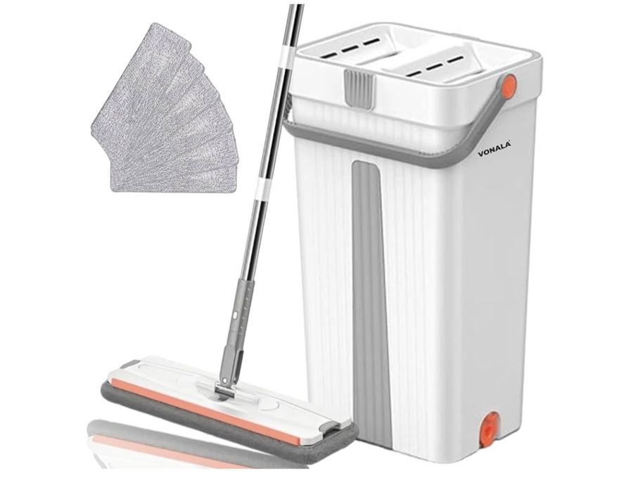 Mop z wiadrem ociekowym, 6 mopcami do czyszczenia podłóg,ścian