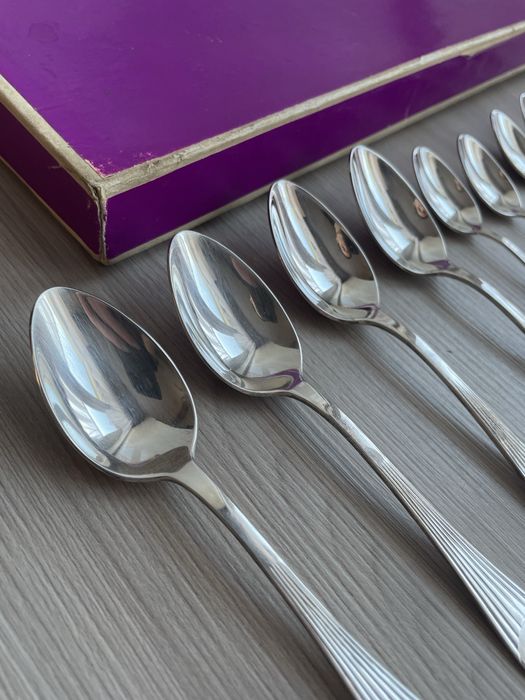 Komplet sztućców deserowych nakryć srebrzonych posrebrzanych PRL