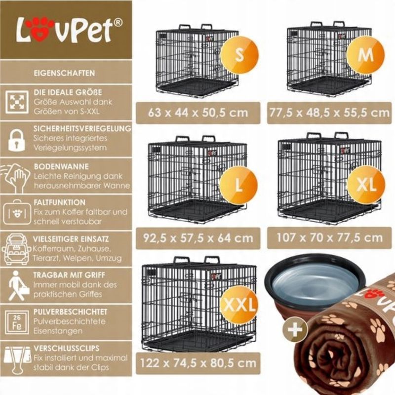 Transporter dla psa LovPet czarny M 48,5 cm x 55,5 cm 77,5 cm