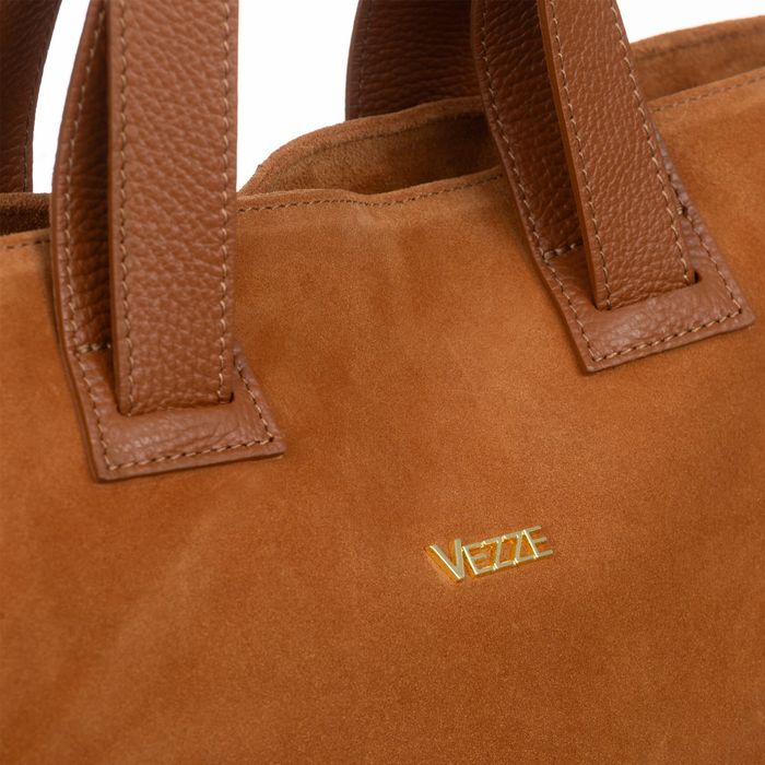 VEZZE torebka damska zamszowa shopper z długimi rączkami V498 czerwona