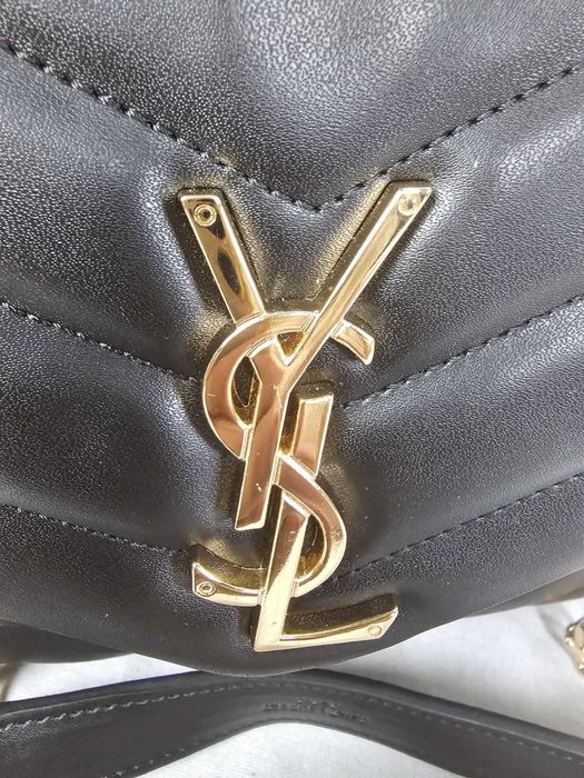 Torba listonoszka duza prazkowana damska Saint Laurent Czarna