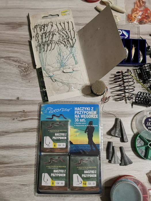 Duży mega zestaw sprzęt wędkarski