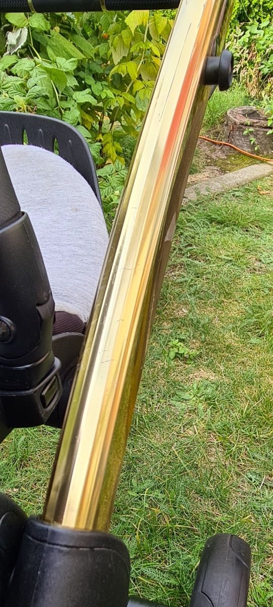 Wózek Junama Diamond Mirror gold+ fotelik cybex cloud z i-size +dodatk