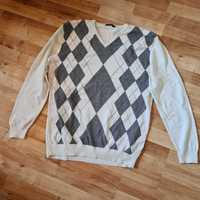Batistini sweter męski bawełna vintage  retro romby XL