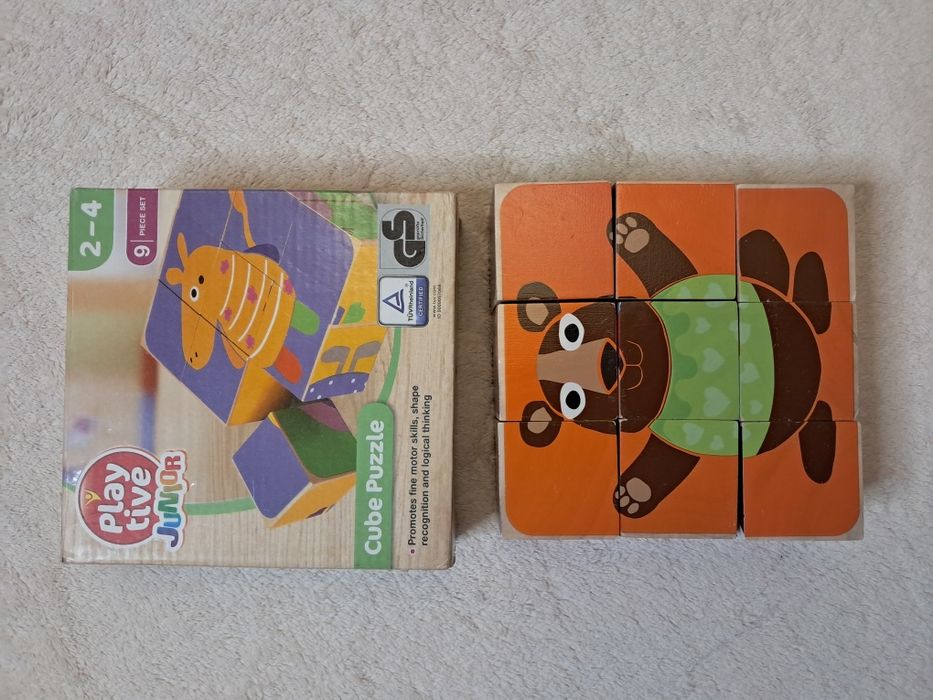 Drewniana ukladanka, puzzle klockowe, zabawka dla dziei