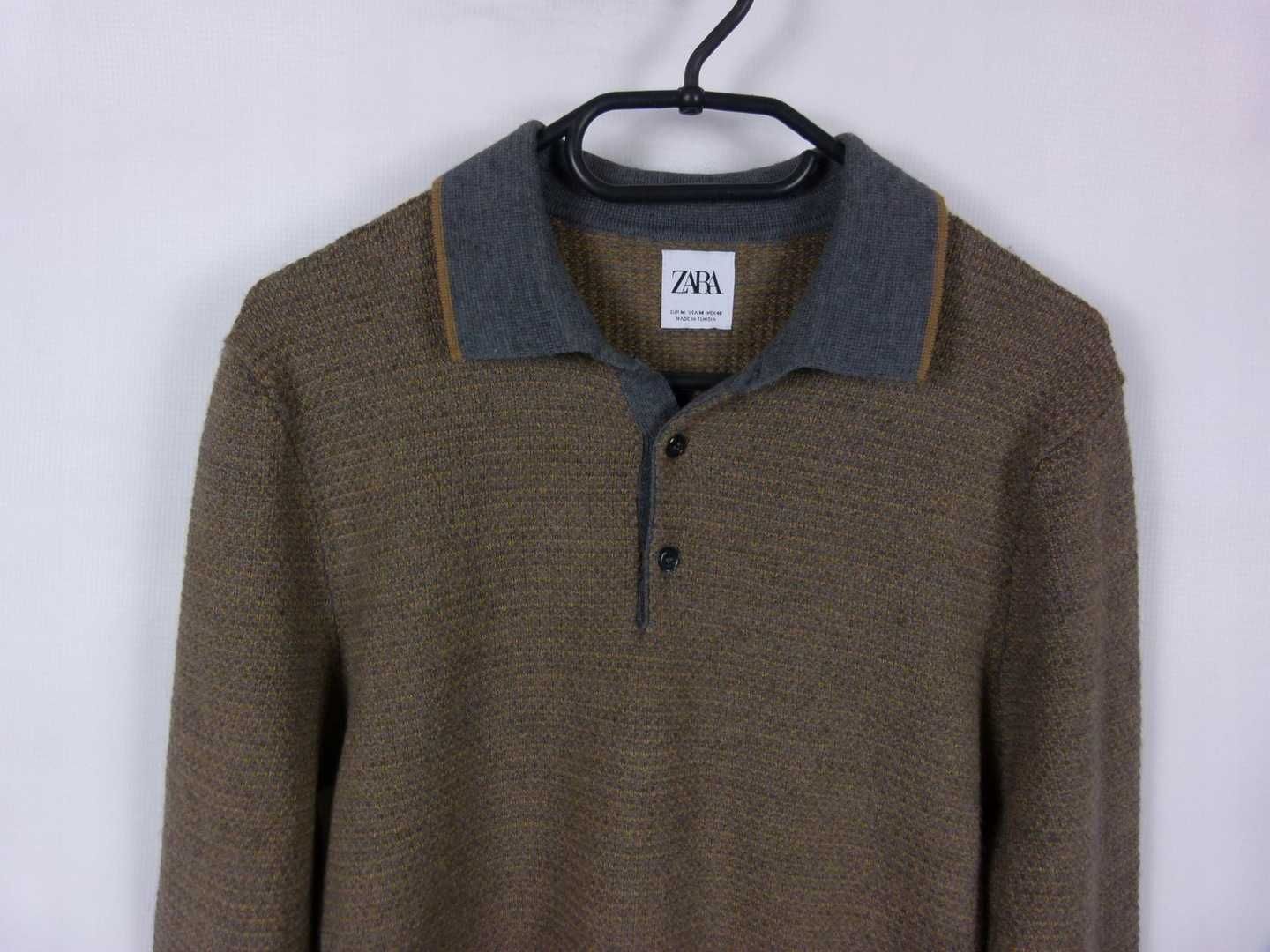 Zara cienki sweterek polo z wool / M