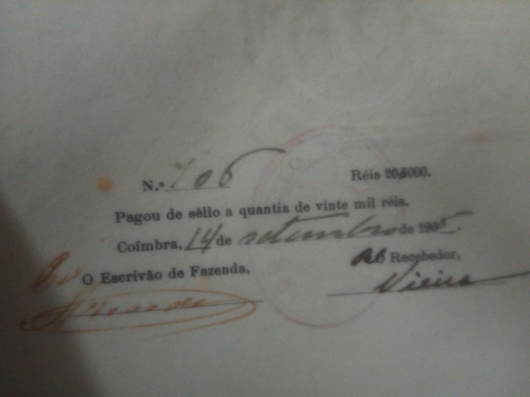 Antigo diploma 1908 Conímbriga completo com selo em prata