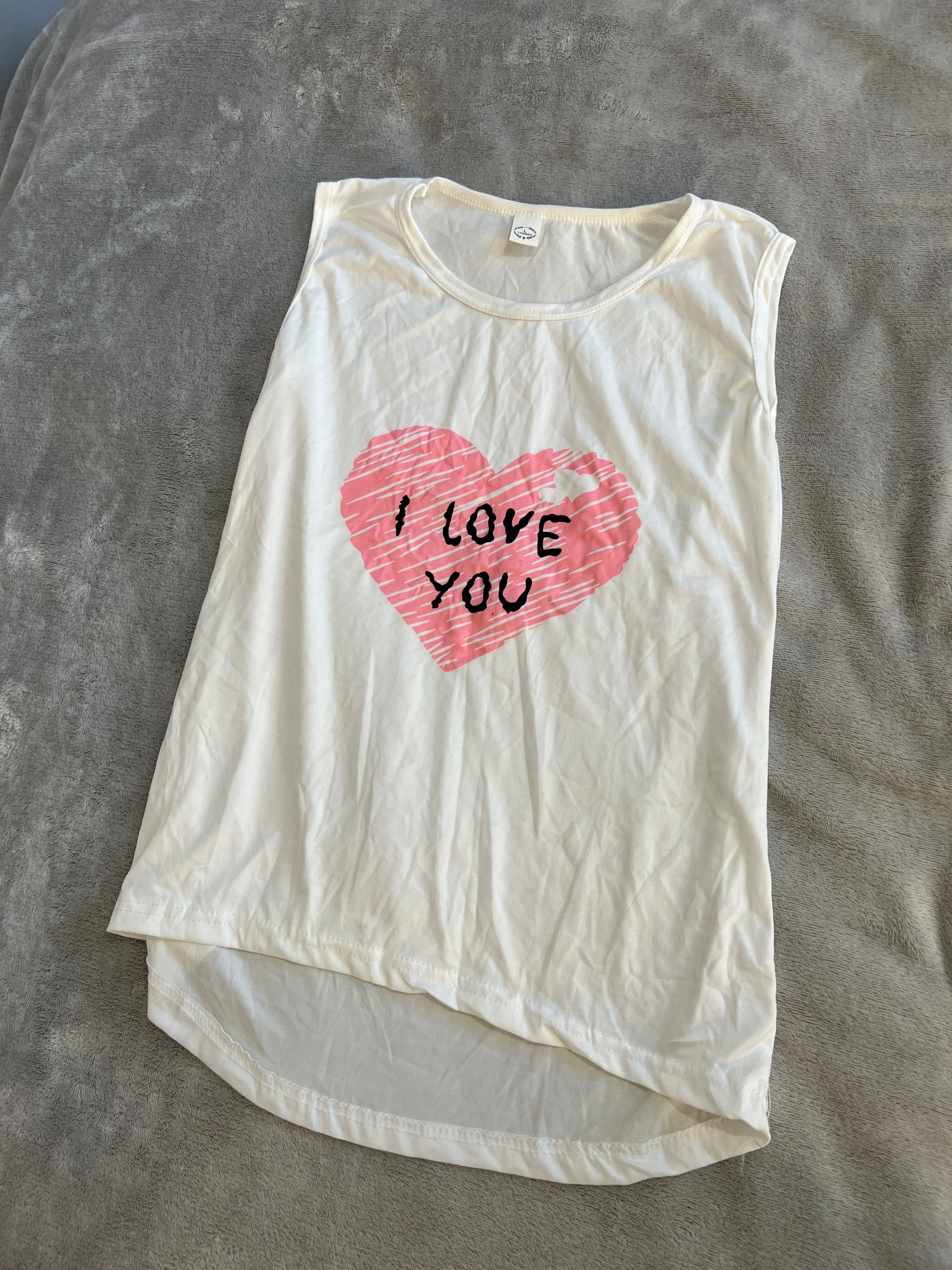 Bluzka / koszulka bez rękawów / bezrękawnik z napisem I love you