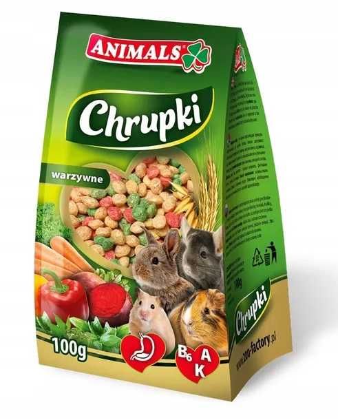 Chrupki warzywne dla gryzoni przysmak dla chomików smaczki dla świnek