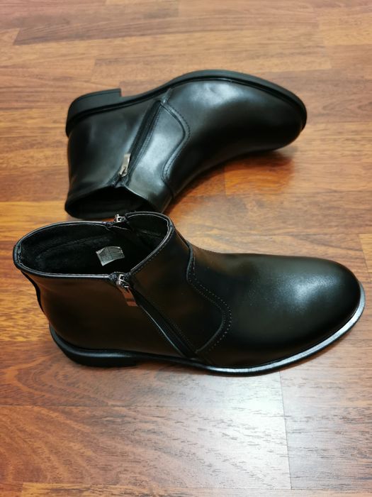 Eleganckie Skórzane Ocieplane Buty Męskie Na Zamek Gruby Spód Ciepłe