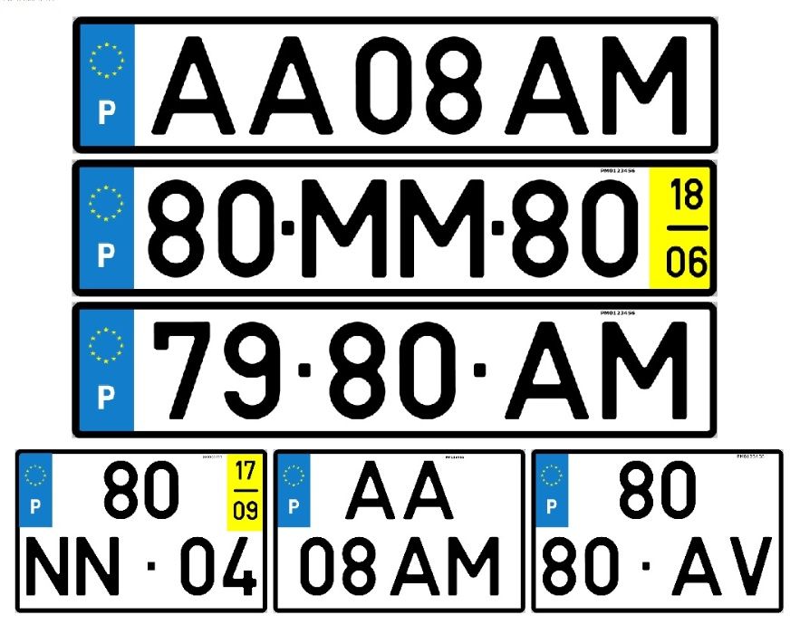 Matrículas Auto, Motas, Atrelados e com nomes