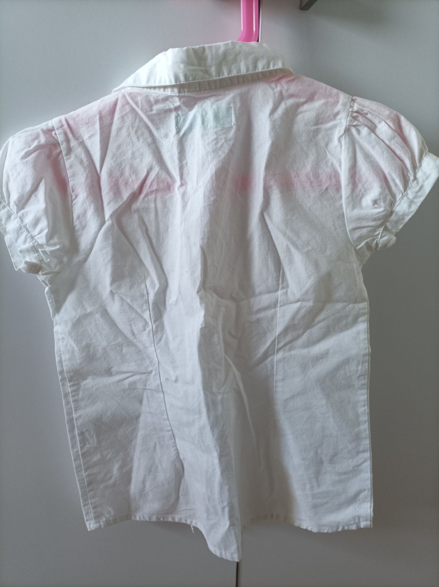 Biała bluzka z krótkim rękawem rozmiar 116