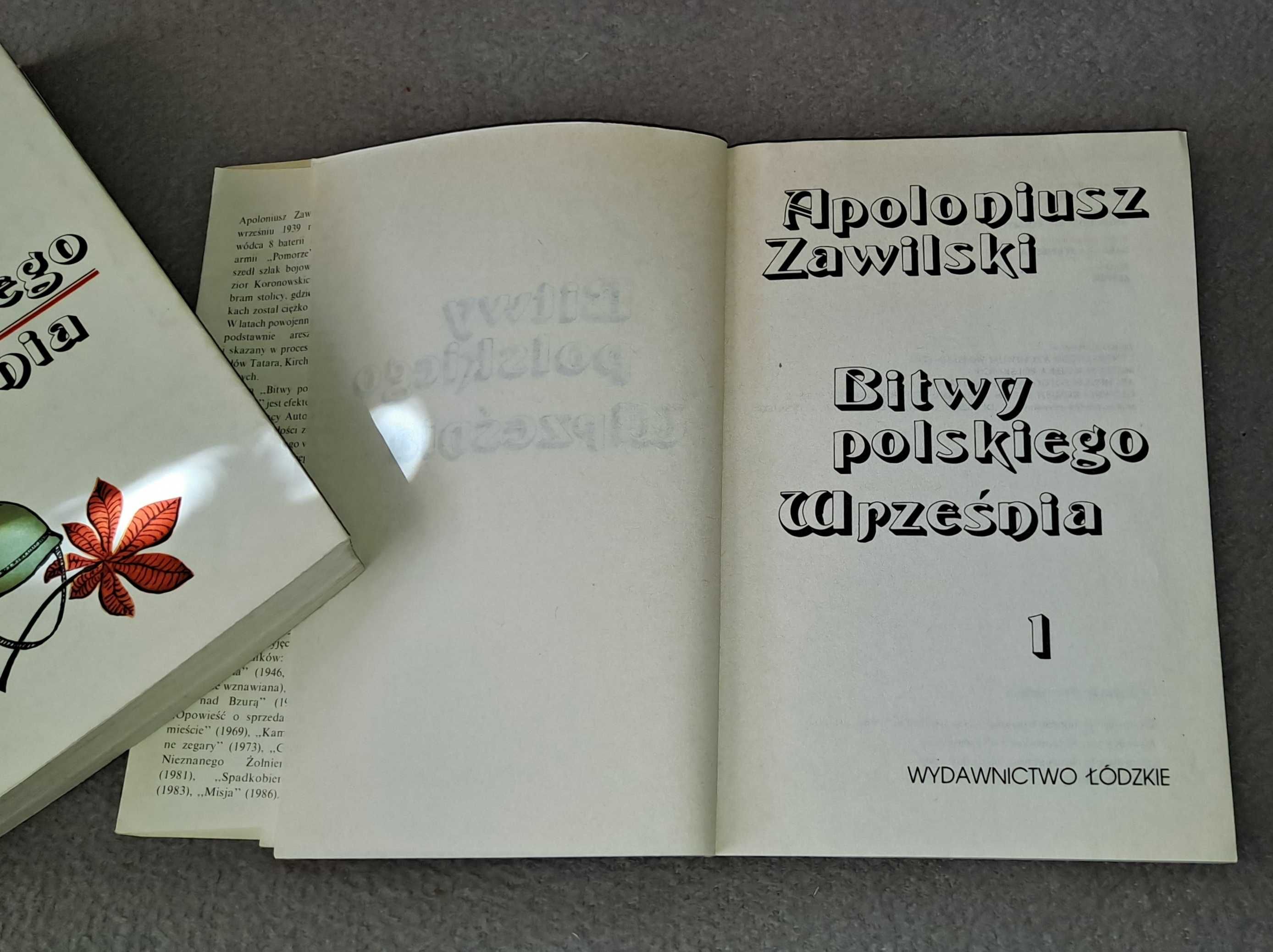 książka - Apoloniusz Zawilski "Bitwy polskiego Września" tom I i II