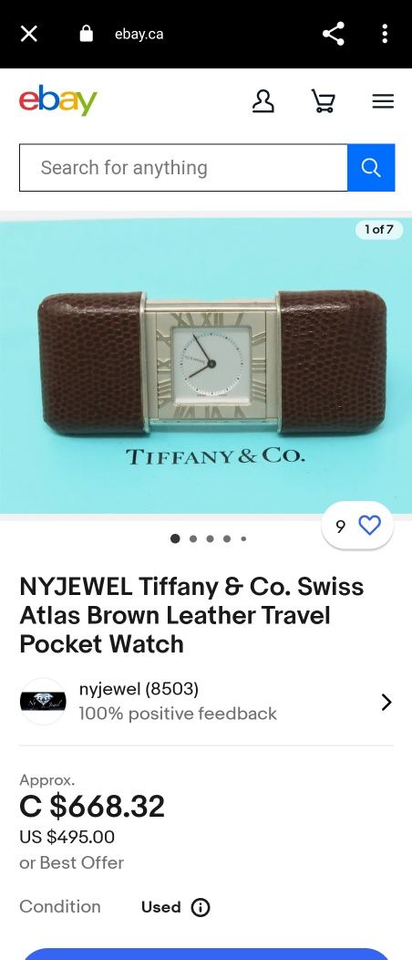 Годинник Tiffany & Co Atlas Travel Clock BLACK