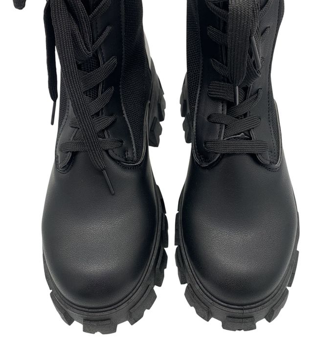 Buty botki bikery glany 38 czarne na platformie ze skarpetą wsuwane