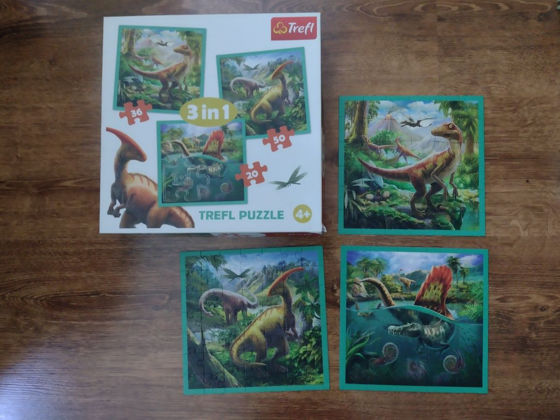 7 x puzzle dla 4-latka Bing i dinozaury 20-70 elementów