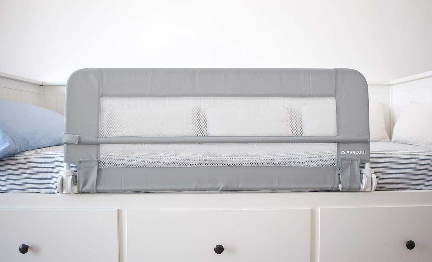 Arregui barierka do łóżka dla dzieci, szara, 102 x 42 cm