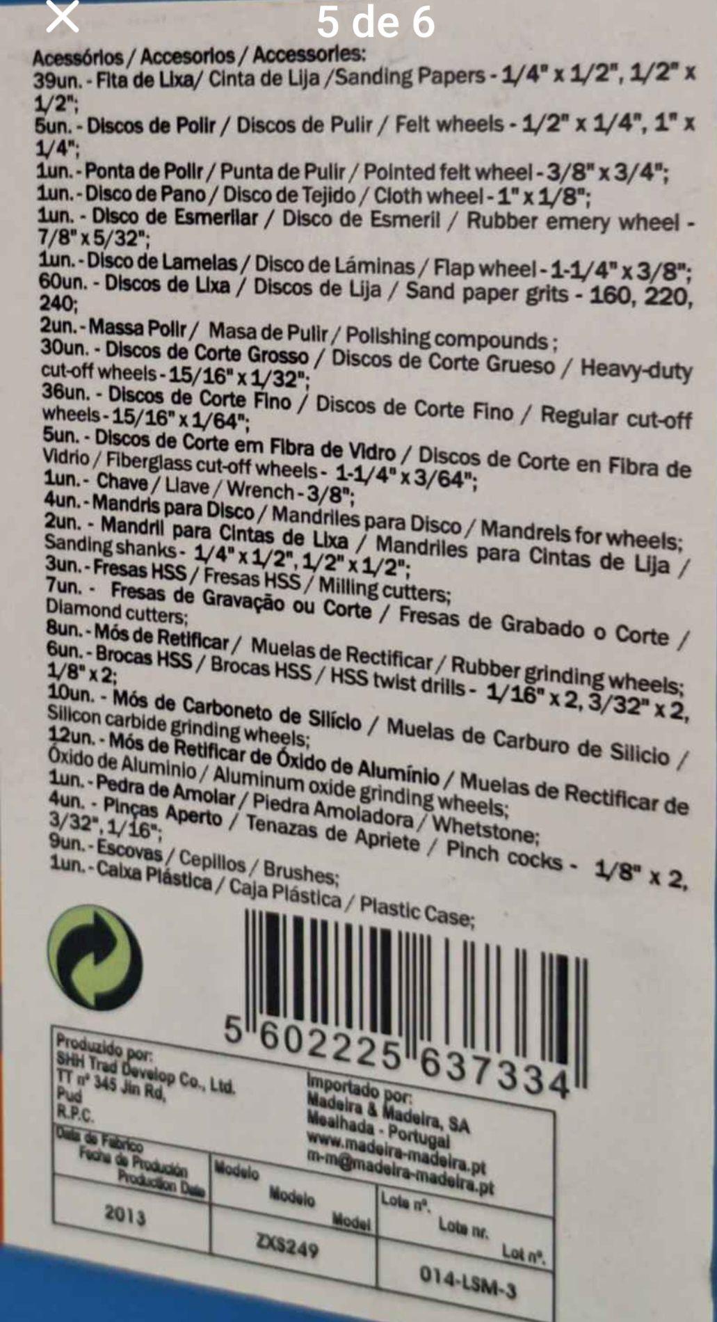 Conjunto berbequim e acessórios
