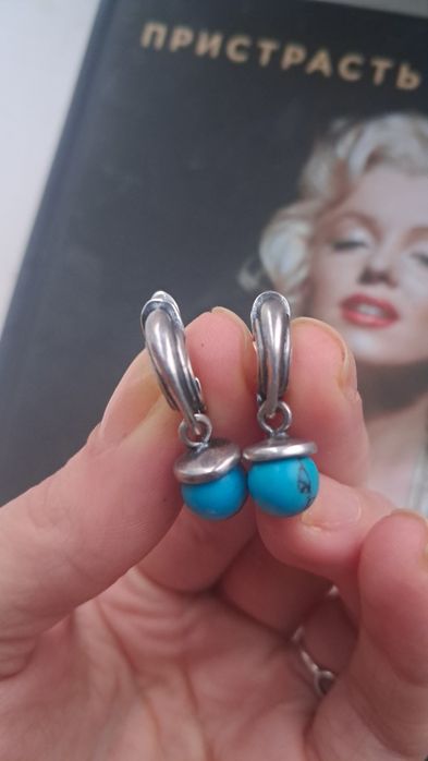 Сережки Беретки срібні бірюза